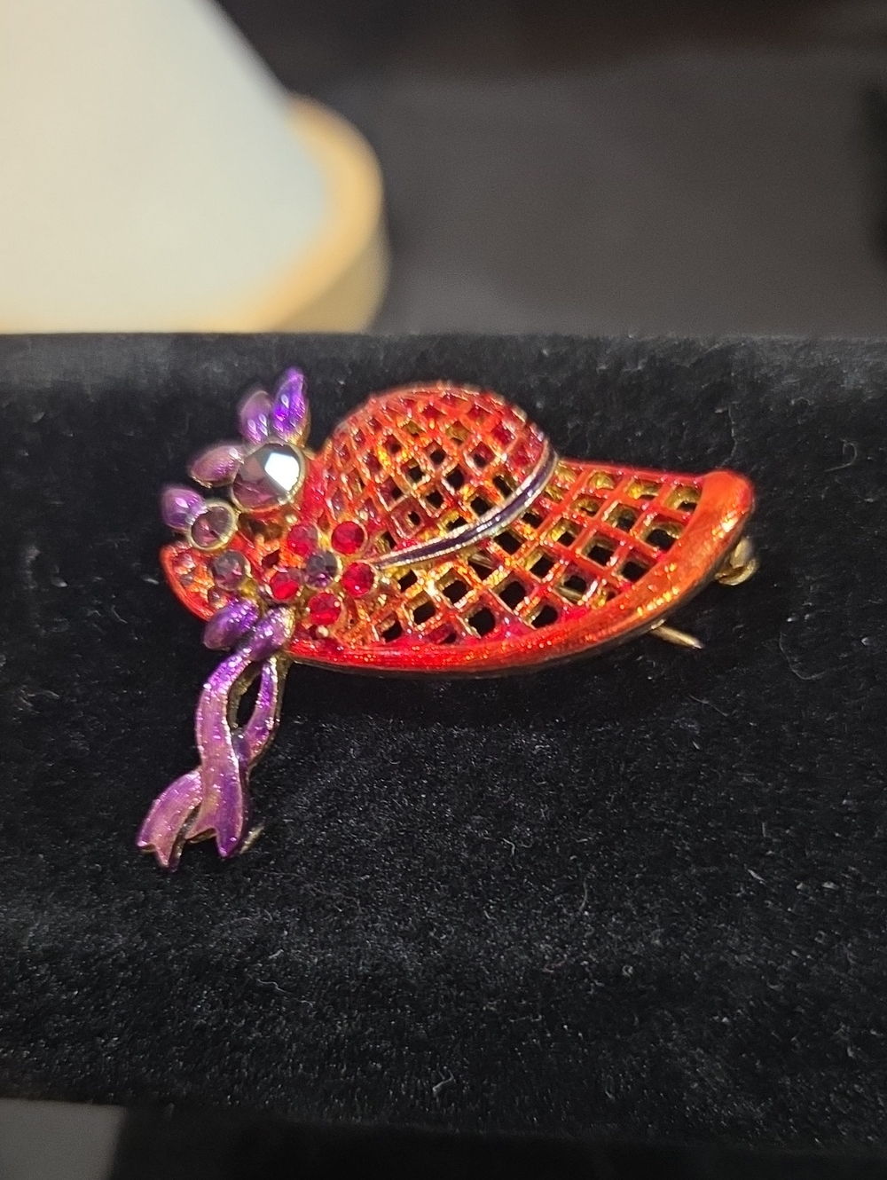 VINTAGE RED HAT SOCIETY BROOCH